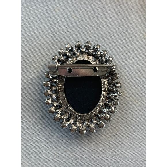 Vintage Inspired Champagne Crystal Cameo In Bronze Tone Metal - Picture 4 of 6